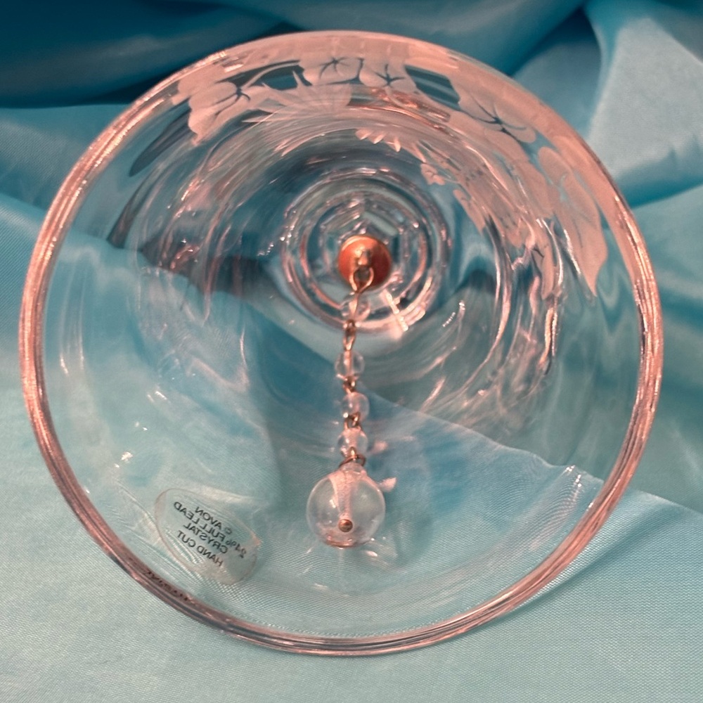 Vintage Avon 24% Full Lead Crystal Dinner Bell with Hummingbird and Flowers - Picture 12 of 13